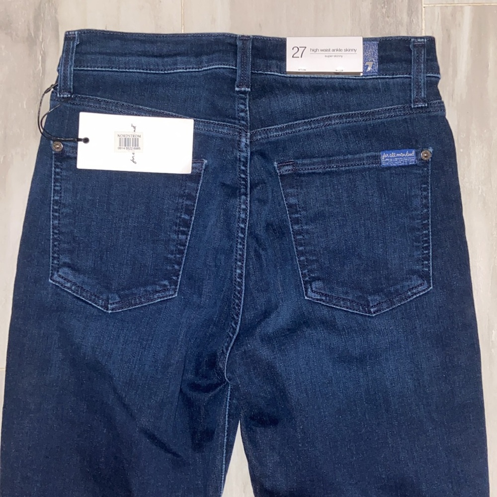 7 For All Mankind High Waist Ankle, Raw Hem, Super Skinny, 27x27, NWT, $165 MSRP - Picture 8 of 15